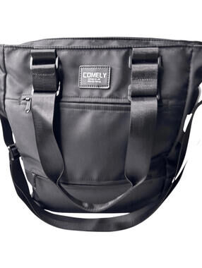 COMELY Black Nylon Tote Bag USB Charging Port Work Travel Tech Laptop Purse